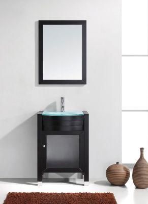 Solidwood and Plywood Bathroom Cabinets with Glass Basin Classic American Style Bathroom Furniture