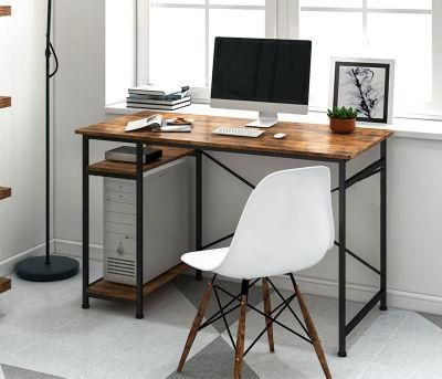 Steel Frame Modern Design Home Simple Bedroom Office Writing Desk Writing Computer Desk with Bookshelves