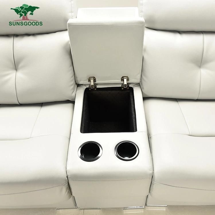Chinese Italy Top Grain Hafl Leather Home Movie Theater Cinema Manual Recliner Sofa Home Furniture
