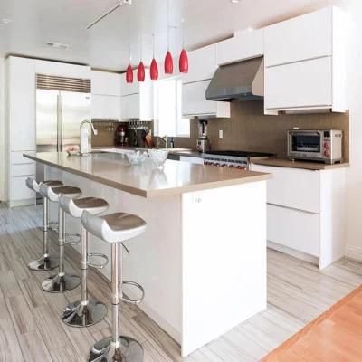 Modern Gloss MDF Kitchen Cabinet Contemporary High Glossy White Lacquer Kitchen Cabinets Design with Island