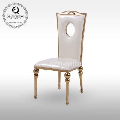 Modern Dining Room Upholstered Gold Stainless Steel Banquet Dining Chair
