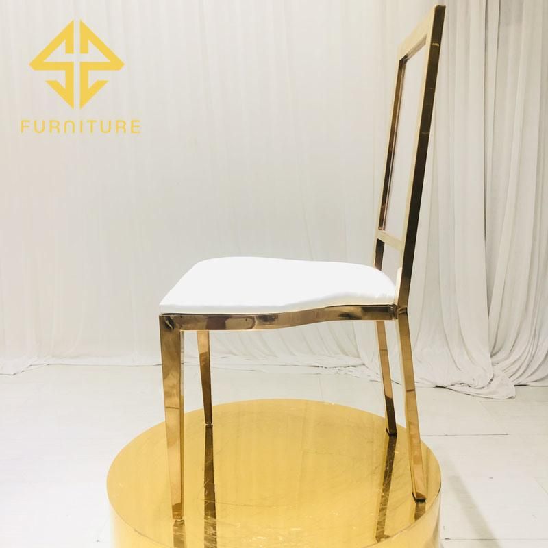 Loyal Golden Stainless Steel Dining Chair with PU Leather Seat