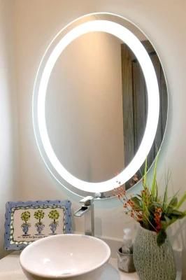 Wall Mounted Backlit Lighted Makeup Oval Shape LED Vanity Bathroom Mirror with Touch Sensor, Dimmable, Warm/White/Gradient Color Temperature