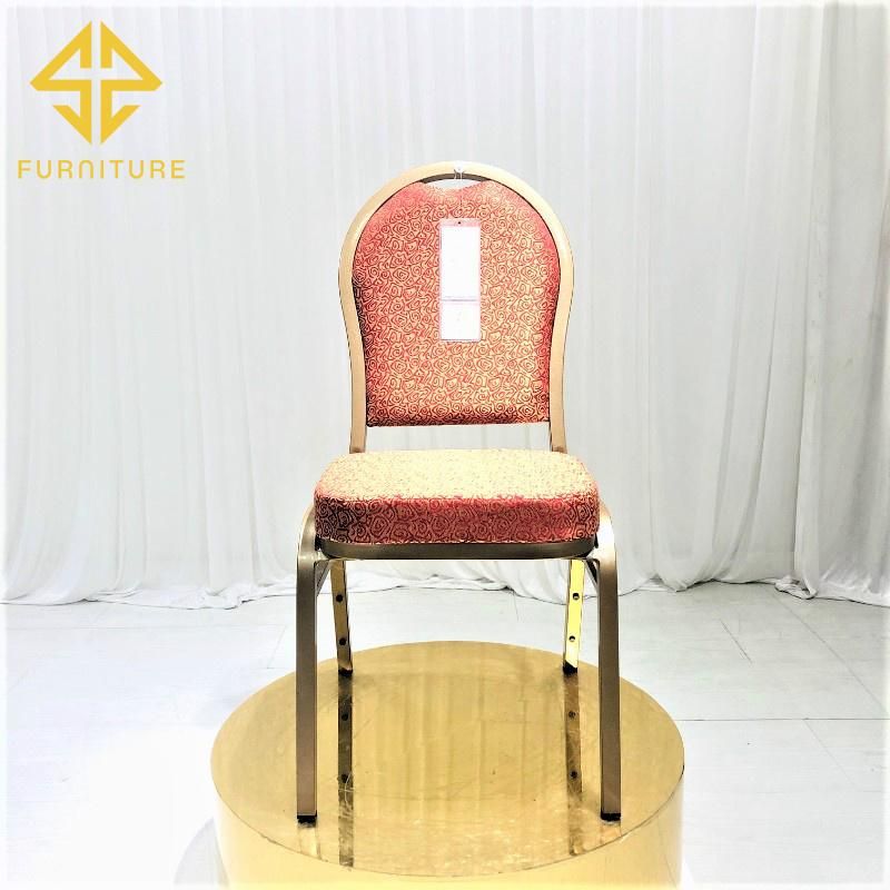Wholesale Cheap Hotel Party Stackable Aluminium Fabric Upholstered Padded Throne Banquet Chair for Banquet Hall Wedding Events