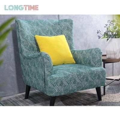 Simple Design Green Genuine Fabric Living Room Single Sofa