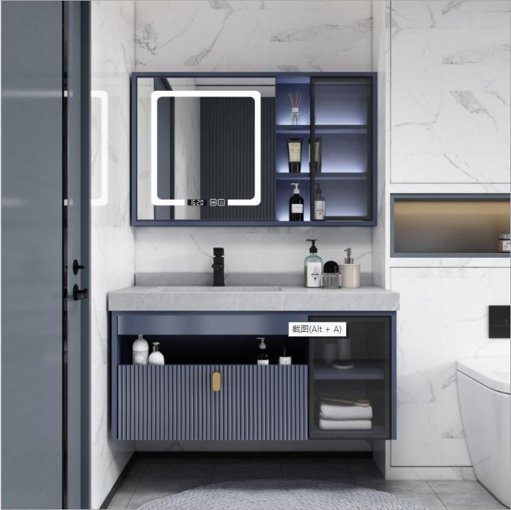 Simple Rock Board Integrated Basin Bathroom Cabinet Combination Intelligent Induction Toilet Wash Basin Cabinet