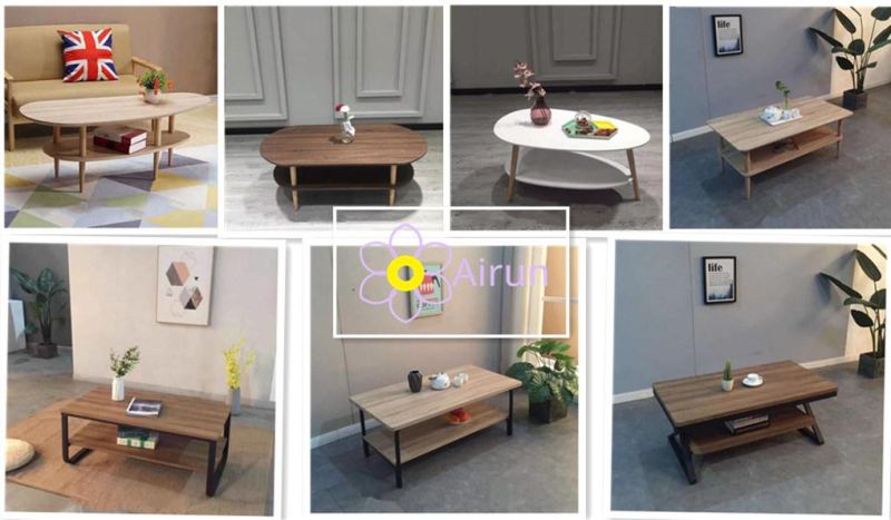 Home Living Room Furniture Simple Double Layers Two Levels Wooden Coffee Table