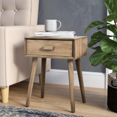 Mirrored Furniture Dessert Brown Bedside Table Wooden 1 Drawer Nightstand End Table Bedroom Furniture