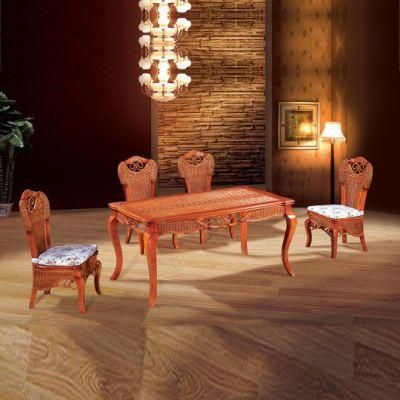 Luxury Modern Natural Rattan Restaurant Home Furniture Dining Table and Chair Set