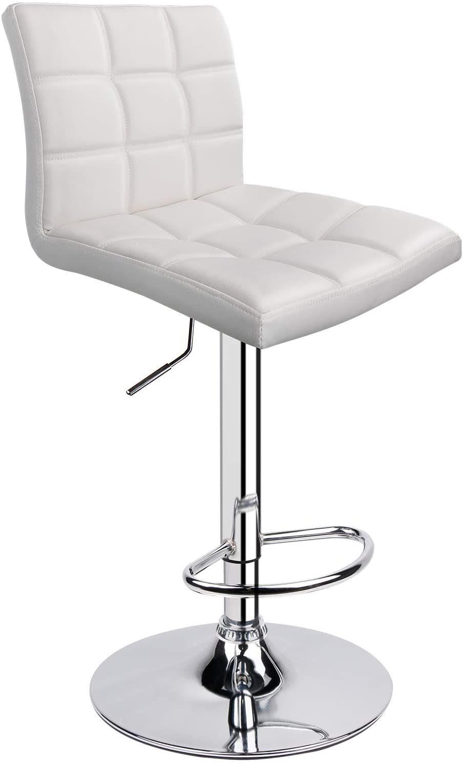 PU Leather Adjustable Bar Stool Crescent Shaped Backrest Bar Chair Stool