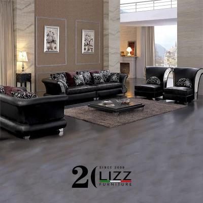 Elegant Royal Living Room Furniture Modern Genuine Leather Sofa Set