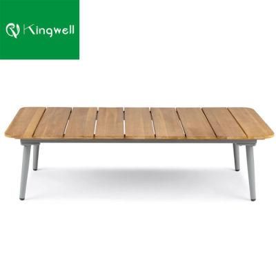 Modern Bistro Outdoor Teak Furniture Sofa Coffee Low Aluminum Table with Grade a Solid Wood