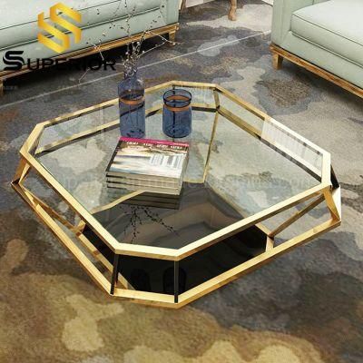 Nordic Steel Base Tempered Glass Coffee Center Table