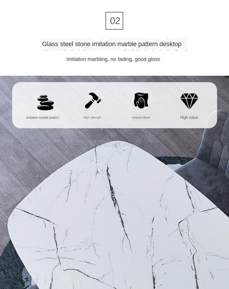 Whole Sale Nordic Modern Minimalist Marble Rectangular Dining Table and Chair Combination Small Apartment Household Dining Table