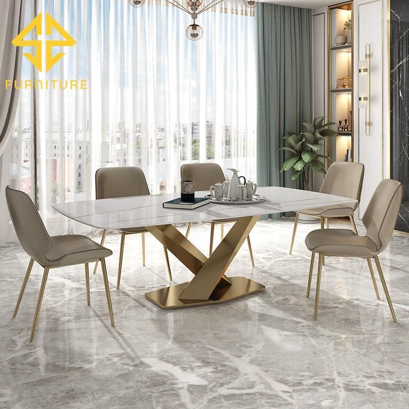 Modern Style Stainless Steel Dining Table and Chairs