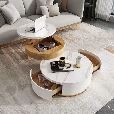 Home Furniture Modern Round Adjustable Slate Coffee Table