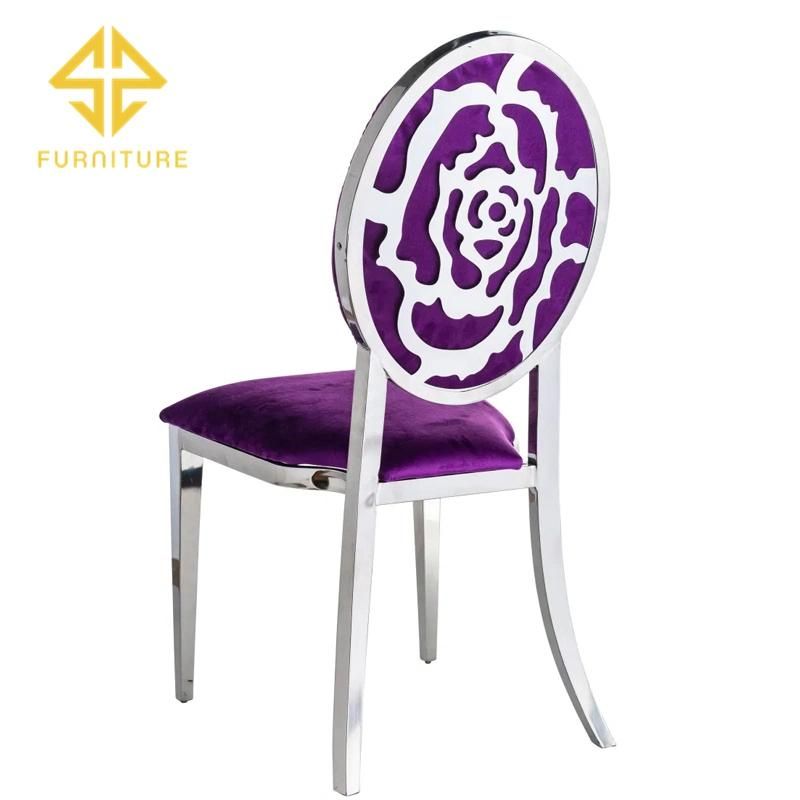 Wholesale Modern Special Back Design Velvet Cushion Metal Wedding Chair for Hotel Event Party Using