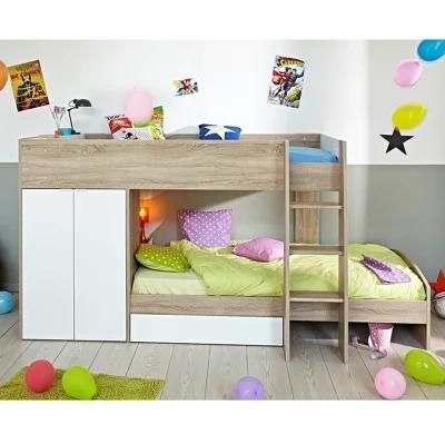 Nova Modern Design Kids Bedroom Furniture Solid Wood Bunk Bed with Children Wardrobe/Ladder