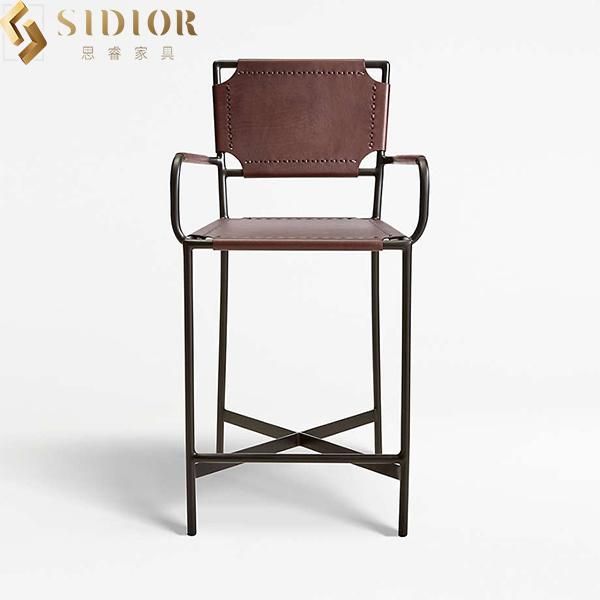High Quantity Modern Leather Bar Chair with Power Coated Frame and Legs
