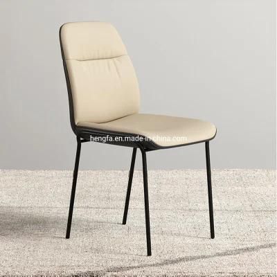 Living Room Kitchen Furniture Leather Dining Chair with Metal Legs