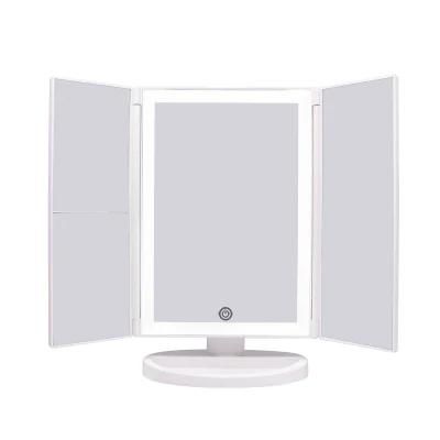 Hot Selling Furniture Mirror Trifold LED Makeup Mirror Touch Sensor Ring Light Mirror