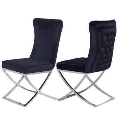 Modern High Back Velvet Stainless Steel Luxury Dining Chair Metal Leg Velvet Fabric Stainless Steel Chairs