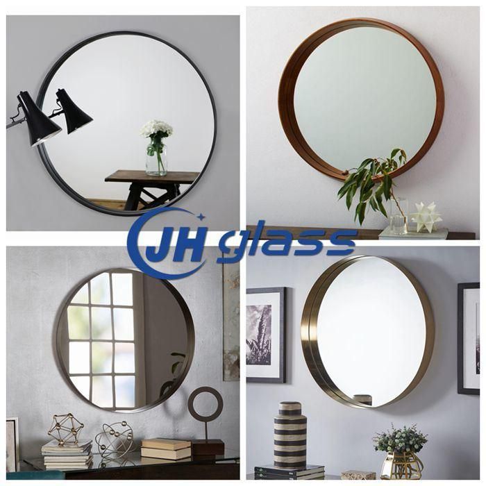 30in Round Shape Black Golden Decorative Bathroom Metal Frame Mirror