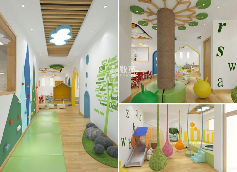 Modern Kindergarten Layout Design Kids Classroom Wooden Furniture