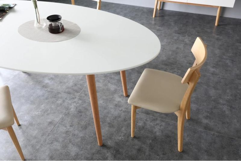White Solid Wood Legs MDF Top Cheap Modern Dining Table