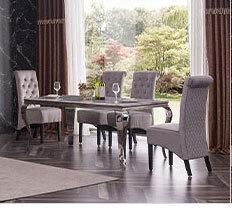 Banquet Wedding Event Furniture Stainless Steel Frame Marble Dining Table