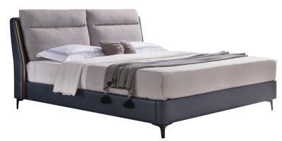 Chinese Modern Home Bedroom Furniture Queen King Size Double Leather Bed with Stainless Steel Leg