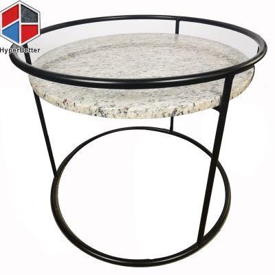 Santa Cecilia Granite Coffee Table Top with Black Iron Metal Base