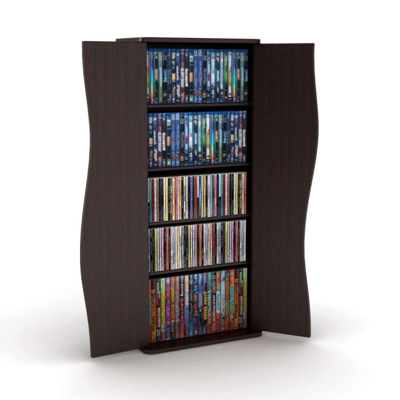 Media Storage Cabinet - Holds 198 CDS, or 88 Dvds or 108 Blu-Rays, 4 Adjustable and 2 Fixed Shelves 83035729 in Espresso