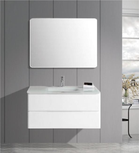 European Modern Bathroom PVC Cabinet Vanities Set Cabinet with Ceramic Sink Mirror Vanity Set