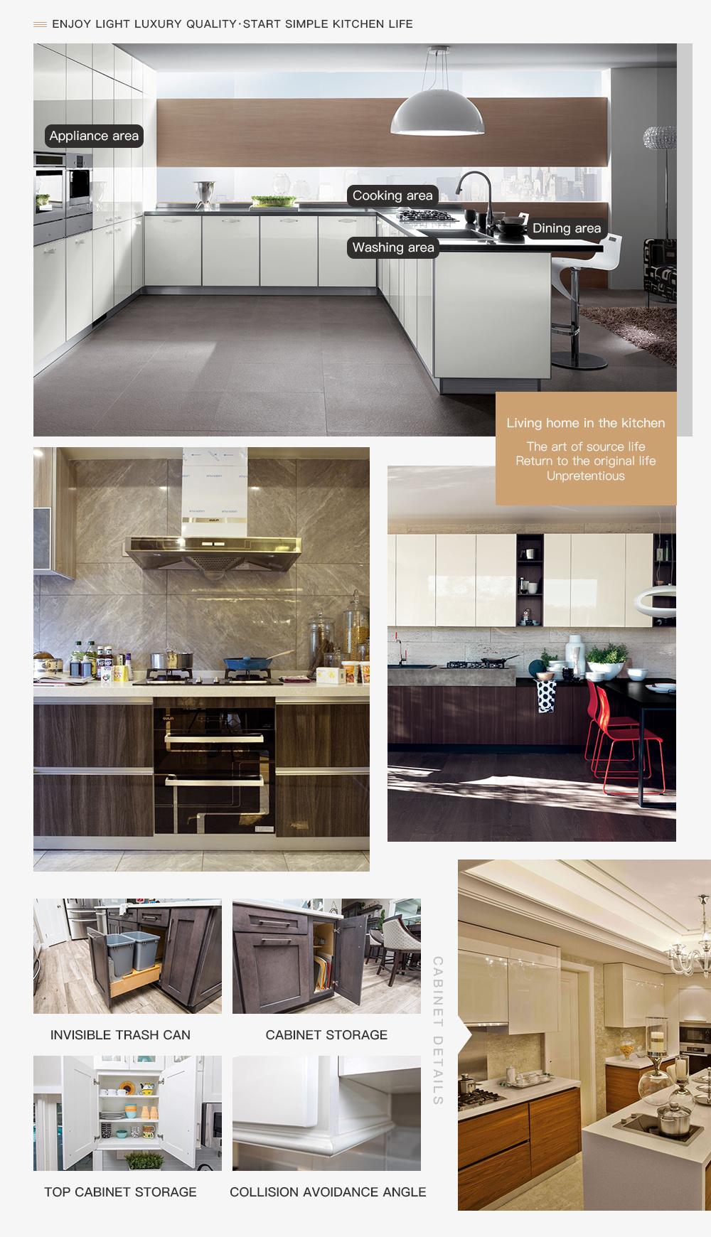 Luxury Modern Crystal Steel White Custom Kitchen Cabinets
