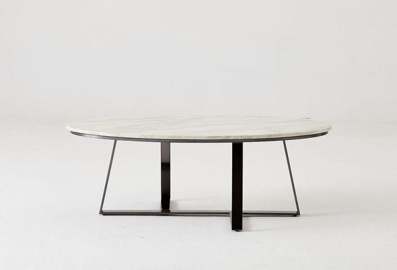 Apartment Furniture Carbon Steel Marble Rock Beam Tea Table