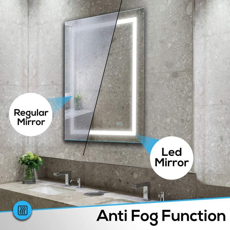 LED Backlit Mirror for Home Decoration Bathroom Make-up Wall Mounted Mirror with Touch Sensor & Anti-Fog