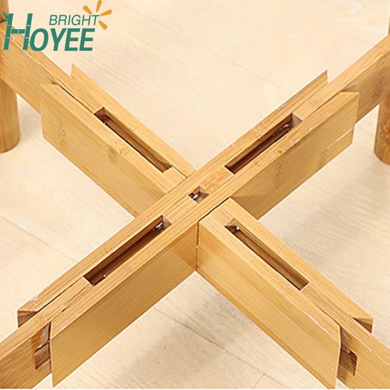 Modern Adjustable Bamboo Flower Pot Wood Plant Stand