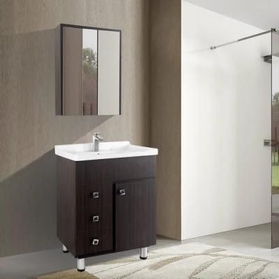 Brown PVC Bathroom Cabinet with Mirror Cabinet