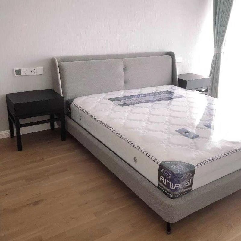 Modern Chinese Wholesale Bedroom Upholstered Bed with Metal Feet Double Bed
