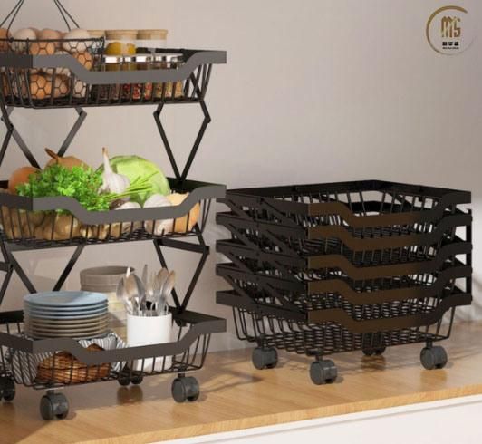 Collapsible Storage Kitchen Rack 3 Tier Mesh Storage Rack Kitchen Foldable Fruit and Vegetab