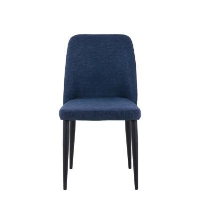 Modern Home Restaurant Kitchen Furniture Fabric High Density Sponge Upholstered Dining Chair with Metal Legs