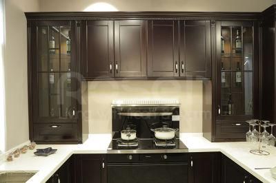 New Design High Quality Black Solid Wood Kitchen Cabinet