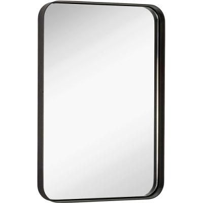 Black Wall Mounted Deep Framed Rectangular Mirrors for Bathrooms (22&quot;X30&quot;) , Large Rectangle Mirror with Brushed Glass Panel