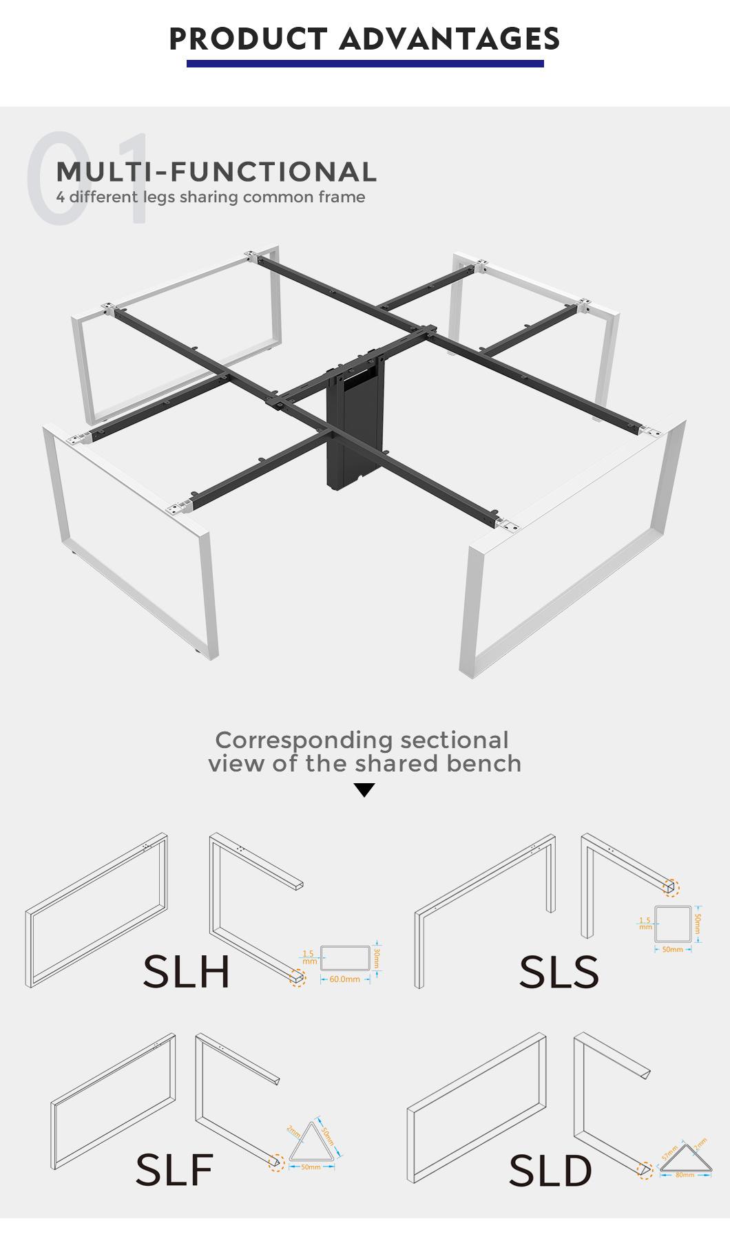 Gungdong Manufacture Steel Frame Modern Design Open Space Office Desk 6 Person Furniture