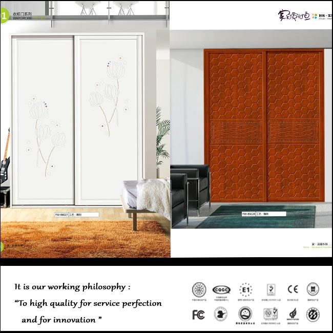 Modern Brown PVC Core Sliding Wardrobe