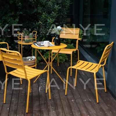 Occasional Outdoor Furniture Solid Steel Rust Resistant Stackable Dining Chair Modern Garden Furniture