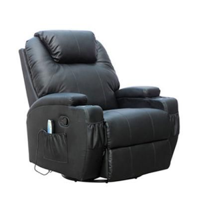 Modern Luxury Swivel and Rocker Manual Homerecliner Sofa with 8 Point Vibration Massage Leather Sofa Living Room Furniture