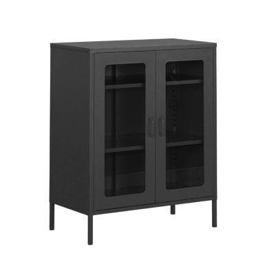 Home Furniture Storage Metal Cabinet Stylish Glass Steel Cabinet Price