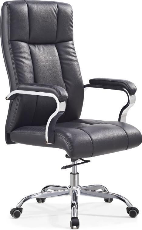 Luxury Modern Cow Leather Executive Chrome Steel Manager Office Swivel Chair